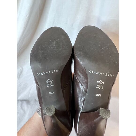 GIANNI BINI Leather Cowgirl Heels Studded Pumps Western Brown Copper Size 8.5 - Picture 5 of 7